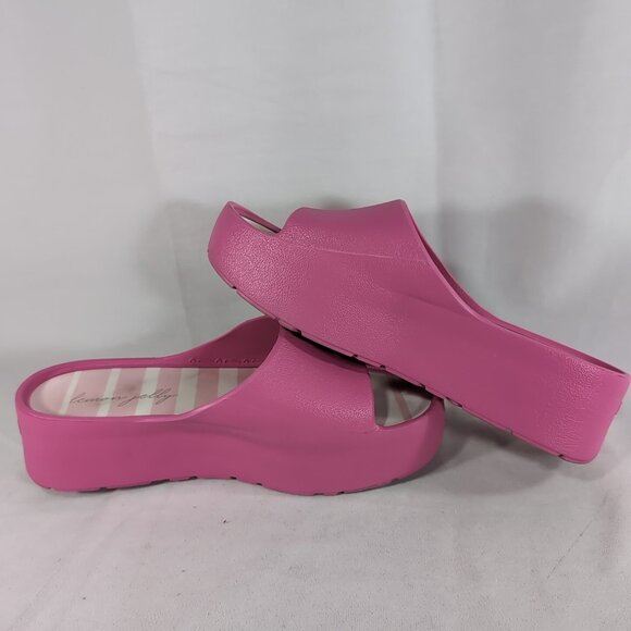 Lemon Jelly 40 Sunny Pink Fuschia Sandals Open Toe Platform Slip On US 10 Slide - Picture 7 of 13